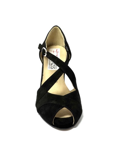 Scarpa da ballo donna latino americano ballo da sala liscio tango camoscio nero suola cuoio pomiciato tacco 60 rocchetto
