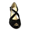 Scarpa da ballo donna latino americano ballo da sala liscio tango camoscio nero suola cuoio pomiciato tacco 60 rocchetto