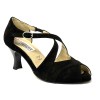 Scarpa da ballo donna latino americano ballo da sala liscio tango camoscio nero suola cuoio pomiciato tacco 60 rocchetto