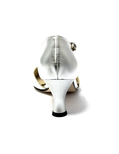 Scarpa da ballo donna latino americano ballo da sala liscio tango pelle fish argento suola cuoio pomiciato tacco 60 rocchetto