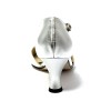 Scarpa da ballo donna latino americano ballo da sala liscio tango pelle fish argento suola cuoio pomiciato tacco 60 rocchetto