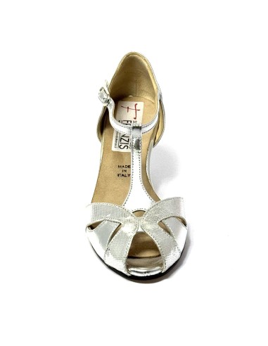Scarpa da ballo donna latino americano ballo da sala liscio tango pelle fish argento suola cuoio pomiciato tacco 60 rocchetto