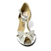 Scarpa da ballo donna latino americano ballo da sala liscio tango pelle fish argento suola cuoio pomiciato tacco 60 rocchetto