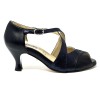 Scarpa da ballo donna latino americano ballo da sala liscio tango pelle fish blu suola cuoio pomiciato tacco 60 rocchetto