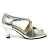 Scarpa da ballo donna latino americano ballo da sala liscio tango pelle fish argento suola cuoio pomiciato tacco 60 rocchetto