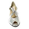 Scarpa da ballo donna latino americano ballo da sala liscio tango pelle fish argento suola cuoio pomiciato tacco 60 rocchetto
