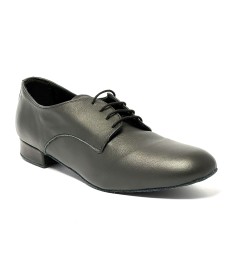 Scarpa da ballo uomo liscio tango latino allacciata pelle nero suola bufalo tacco 20