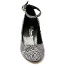 Punta chiusa tessuto zebrato argento nero suola cuoio tacco 70