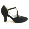 Scarpa da ballo donna liscio da sala camoscio nero suola bufalo tacco 70 rocchetto