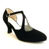 Scarpa da ballo donna liscio da sala camoscio nero suola bufalo tacco 70 rocchetto