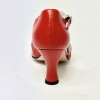 Scarpa da ballo donna latino americano liscio da sala spuntata pelle glitter rosso suola cuoio tacco 70 rocchetto