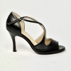Scarpa da ballo donna tango argentino liscio da sala spuntata pelle nera suola cuoio tacco 90 rocchetto sottile