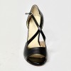 Scarpa da ballo donna tango argentino liscio da sala spuntata pelle nera suola cuoio tacco 90 rocchetto sottile