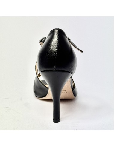 Scarpa da ballo donna tango argentino liscio da sala spuntata pelle nera suola cuoio tacco 90 rocchetto sottile