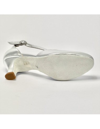 Scarpa da ballo donna ballo da sala liscio standard pelle argento suola bufalo tacco 50 rocchetto