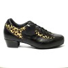 Sneakers da ballo donna ballo da sala latino tango allenamento pelle nera tessuto leopardo suola intercambiabile tacco 40 largo