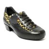 Sneakers da ballo donna ballo da sala latino tango allenamento pelle nera tessuto leopardo suola intercambiabile tacco 40 largo