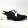 Scarpa da ballo uomo ballo da sala liscio latino americano tango argentino pelle nero bianco suola bufalo tacco 20