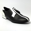 Scarpa da ballo uomo ballo da sala liscio latino americano tango argentino pelle nero bianco suola bufalo tacco 20