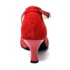 Scarpa da ballo donna ballo da sala liscio latino tango camoscio rosso glitter rosso sottopiede memory suola bufalo  tacco 65