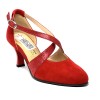 Scarpa da ballo donna ballo da sala liscio latino tango camoscio rosso glitter rosso sottopiede memory suola bufalo  tacco 65