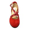 Scarpa da ballo donna ballo da sala liscio latino tango camoscio rosso glitter rosso sottopiede memory suola bufalo  tacco 65