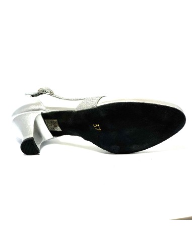 Scarpa da ballo donna ballo da sala liscio latino tango pelle argento glitter argento sottopiede memory suola bufalo tacco 50