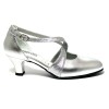 Scarpa da ballo donna ballo da sala liscio latino tango pelle argento glitter argento sottopiede memory suola bufalo tacco 50