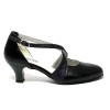 Scarpa da ballo donna ballo da sala liscio latino tango pelle nera glitter nero sottopiede memory suola bufalo tacco 50