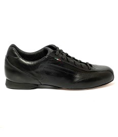 Sneakers da ballo per uomo latino americano tango argentino ballo da sala liscio pelle nera suola cuoio pomiciato  tacco 20