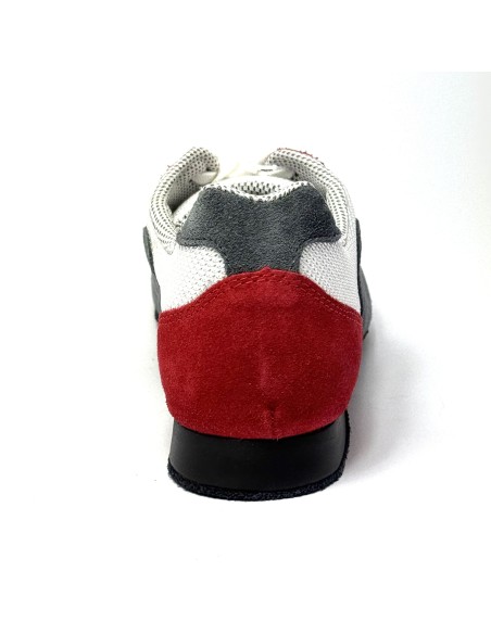 Sneakers da ballo uomo latino tango argentino ballo da sala tessuto bianco camoscio rosso grigio suola bufalo tacco 20