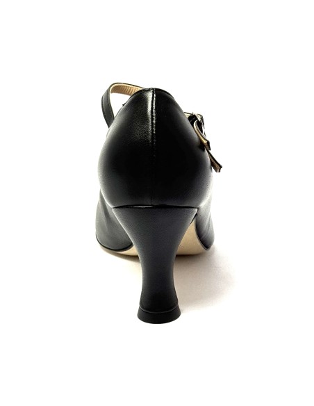 Scarpa da ballo donna ballo da sala liscio latino tango pelle nera sottopiede memory suola cuoio pomiciato tacco 70
