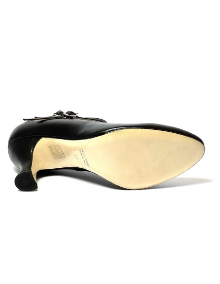 Scarpa da ballo donna ballo da sala liscio latino tango pelle nera sottopiede memory suola cuoio pomiciato tacco 70