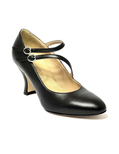Scarpa da ballo donna ballo da sala liscio latino tango pelle nera sottopiede memory suola cuoio pomiciato tacco 70