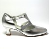 Scarpa da ballo donna ballo da sala liscio latino tango pelle argento glitter argento memory suola cuoio pomiciato tacco 50