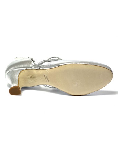 Scarpa da ballo donna ballo da sala liscio latino tango pelle argento glitter argento memory suola cuoio pomiciato tacco 50