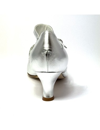 Scarpa da ballo donna ballo da sala liscio latino tango pelle argento glitter argento memory suola cuoio pomiciato tacco 50
