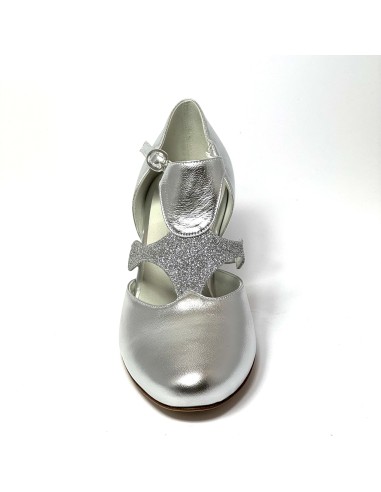 Scarpa da ballo donna ballo da sala liscio latino tango pelle argento glitter argento memory suola cuoio pomiciato tacco 50
