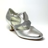 Scarpa da ballo donna ballo da sala liscio latino tango pelle argento glitter argento memory suola cuoio pomiciato tacco 50