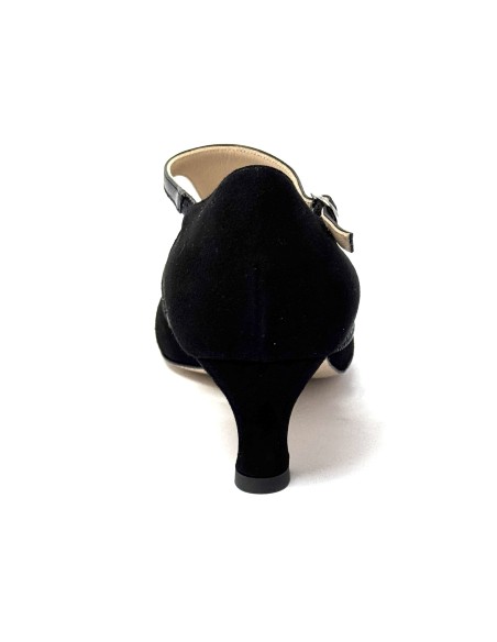 Scarpa da ballo donna ballo da sala liscio latino tango camoscio glitter pelle nera memory suola cuoio pomiciato tacco 50