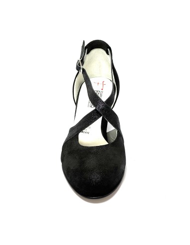 Scarpa da ballo donna ballo da sala liscio latino tango nabuk polvere nero glitter nero suola cuoio pomiciato tacco 50