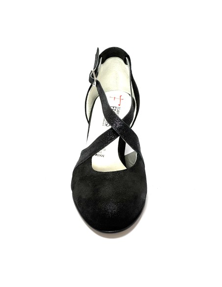 Scarpa da ballo donna ballo da sala liscio latino tango nabuk polvere nero glitter nero suola cuoio pomiciato tacco 50