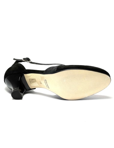 Scarpa da ballo donna ballo da sala liscio latino tango nabuk polvere nero glitter nero suola cuoio pomiciato tacco 50