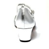 Scarpa da ballo donna latino americano liscio da sala pelle argento glitter argento suola cuoio tacco 40 largo