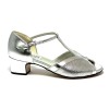 Scarpa da ballo donna latino americano liscio da sala pelle argento glitter argento suola cuoio tacco 40 largo