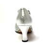 Scarpa da ballo donna latino americano ballo da sala liscio pelle glitter argento suola cuoio pomiciato tacco 70 rocchetto