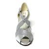 Scarpa da ballo donna latino americano ballo da sala liscio pelle glitter argento suola cuoio pomiciato tacco 70 rocchetto