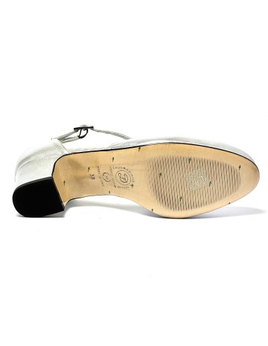 Scarpe da ballo donna ballo da sala liscio pelle argento suola cuoio pomiciato tacco 30 largo