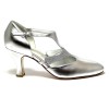 Scarpa da ballo donna ballo da sala liscio pelle glitter argento suola cuoio tacco 70 rocchetto
