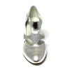 Scarpa da ballo donna ballo da sala liscio pelle glitter argento suola cuoio tacco 70 rocchetto